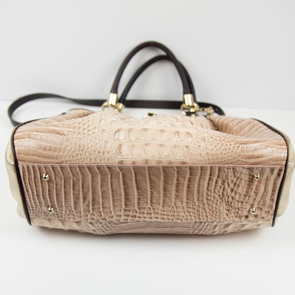 Brahmin Elisa Purse Leather Crocodile Embossed Hobo Bag Blossom Kendall Brown - Picture 6 of 14